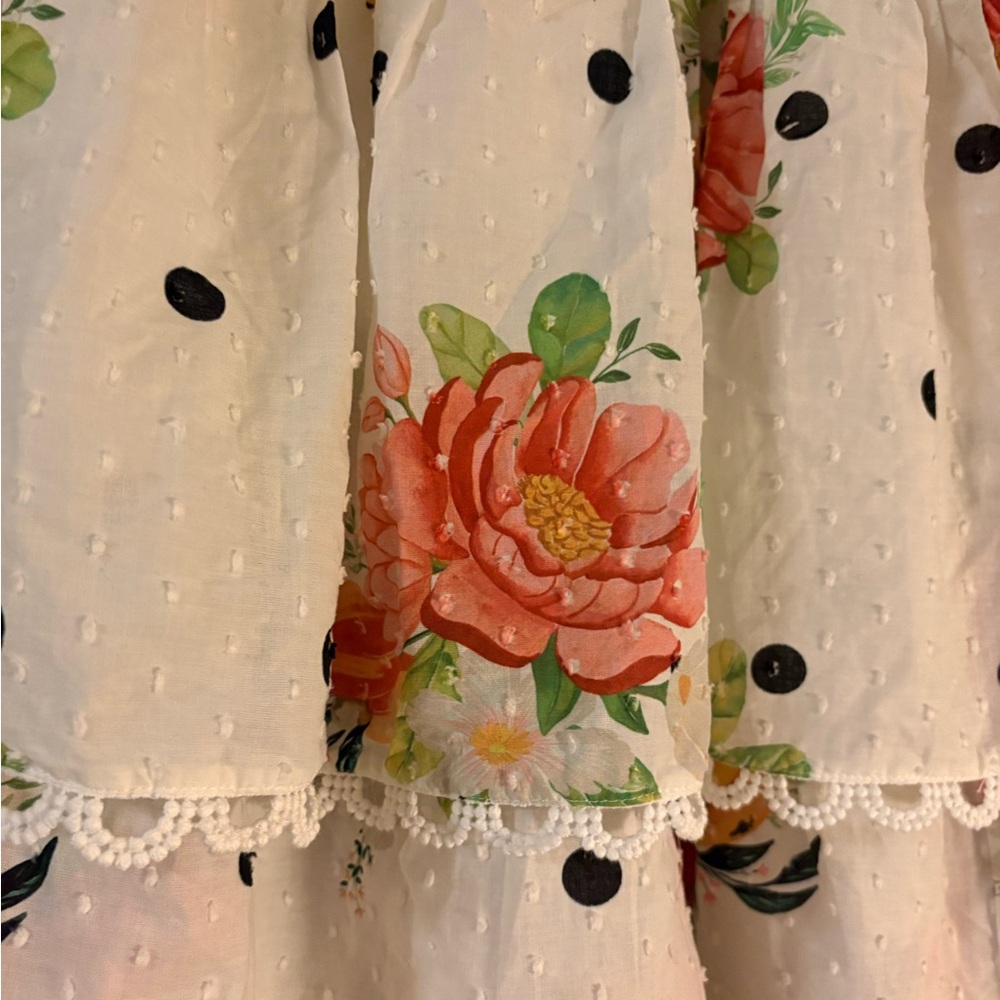 Charming Floral Farm Rio Dress with Polka Dots. Sz.L - Picture 2 of 8